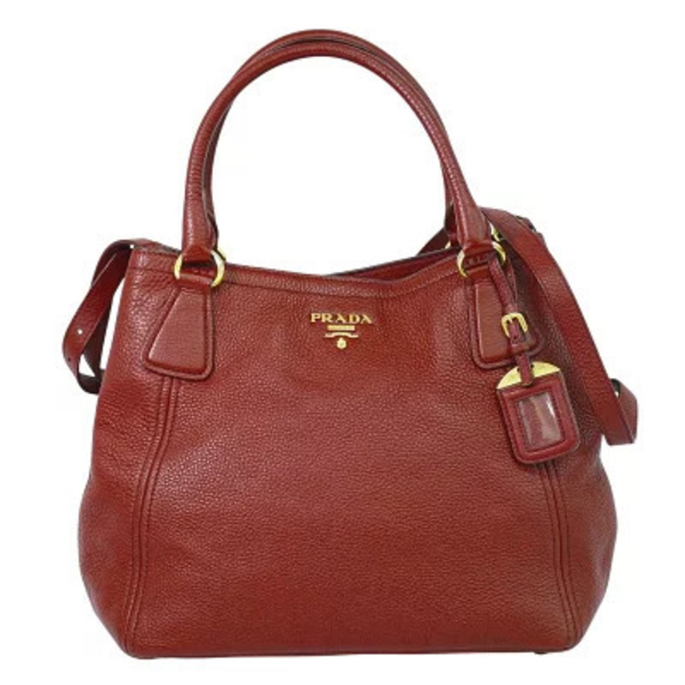 Prada Vitello Daino Shopping Leather Tote Bag Red